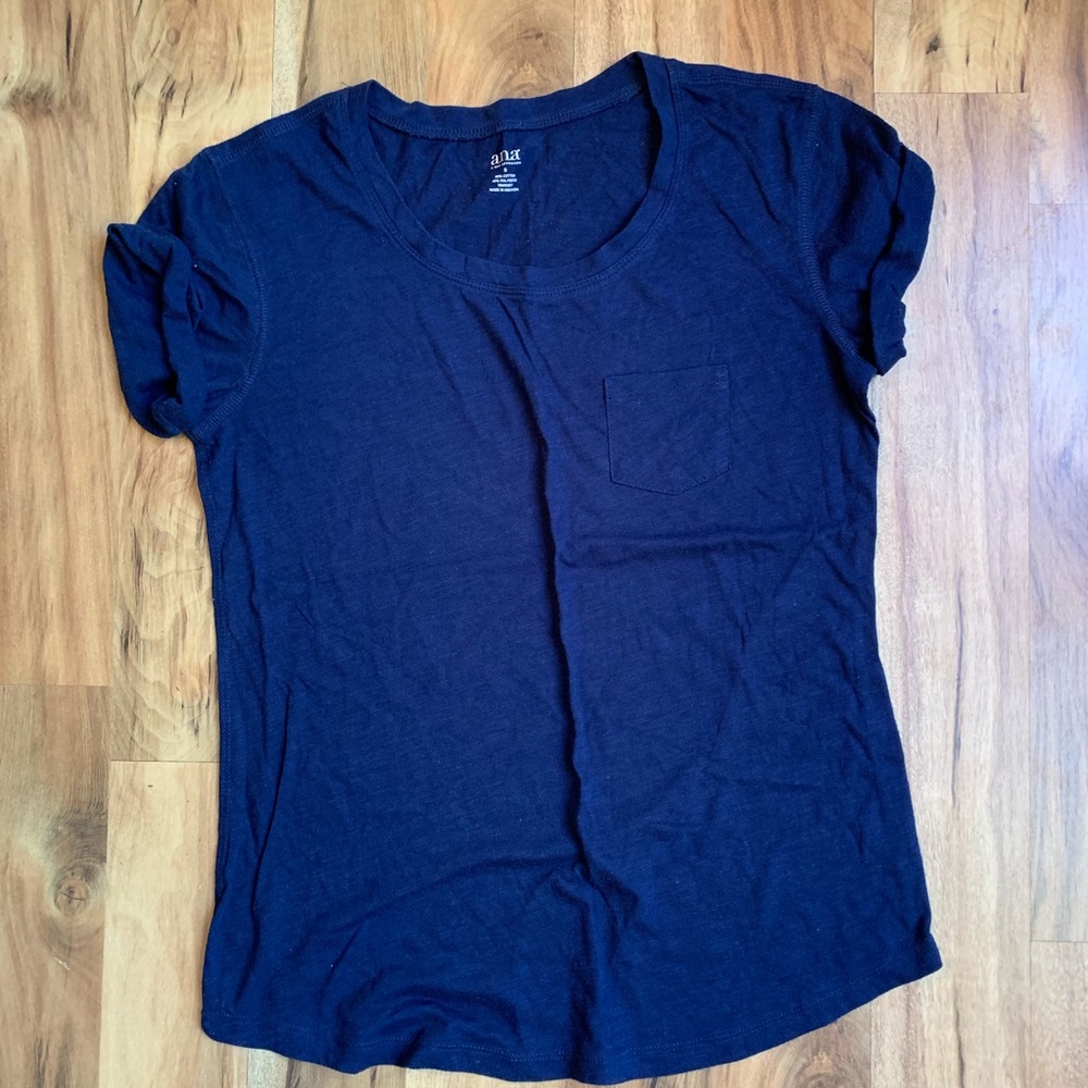 A.n.a Rolled Sleeve Navy Pocket Tee